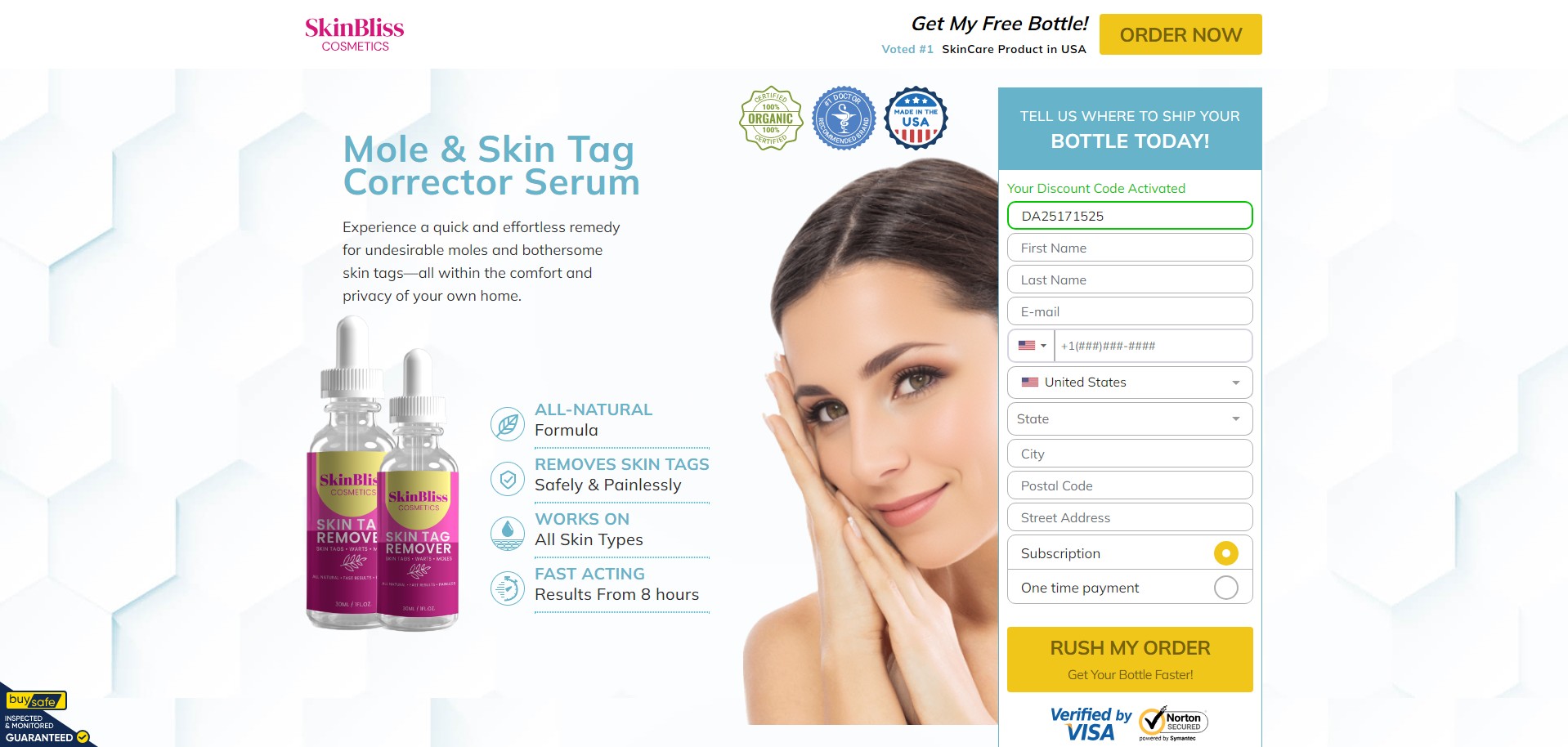 SkinBliss Cosmetics Skin Tag Remover - (Nutra / Skin) - [US, FR, CA, DE, UK, AU + 187 more]